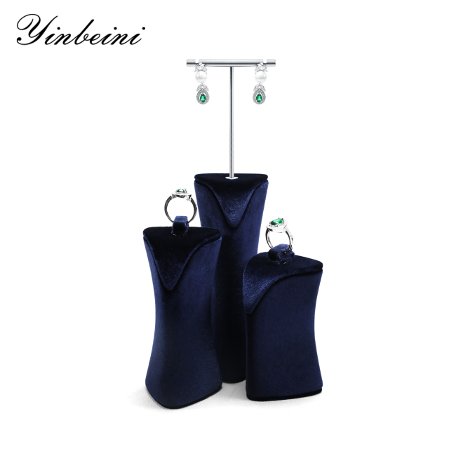 Yinbeini Trendy Minimalist Blue Jewelry Display Kit for Contemporary Fashion Boutiques Perfect for Statement and Minimalist Jewelry TB054