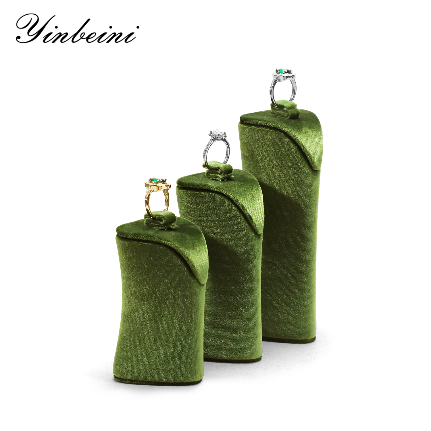 Yinbeini T Shape Earring Holder Green Jewelry Display Stand with Metal Bar for Displaying Multiple Earring Styles TB056