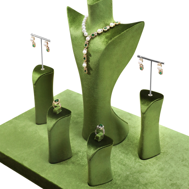 Yinbeini T Shape Earring Holder Green Jewelry Display Stand with Metal Bar for Displaying Multiple Earring Styles TB056