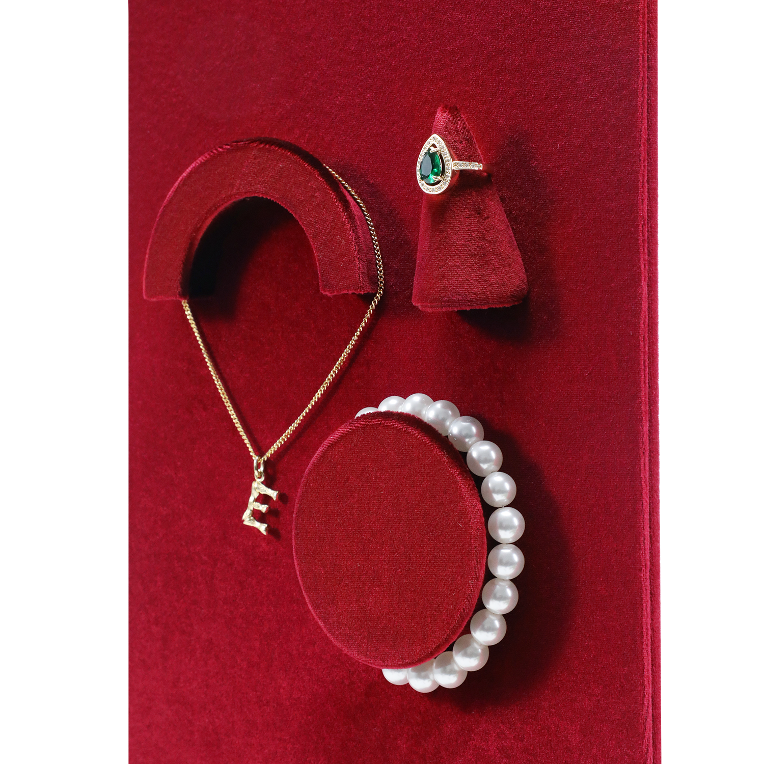 Yinbeini Multi Functional Red Velvet Jewelry Display Kit for Rings Earrings Necklaces and Bracelets Ideal for Home Organization and Retail Use TB059