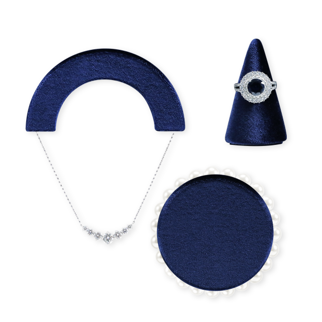 Yinbeini Premium Blue Velvet Jewelry Display Set for High End Jewelry Ideal for Luxury Boutiques Jewelry Shows and Wedding Exhibitions TB060