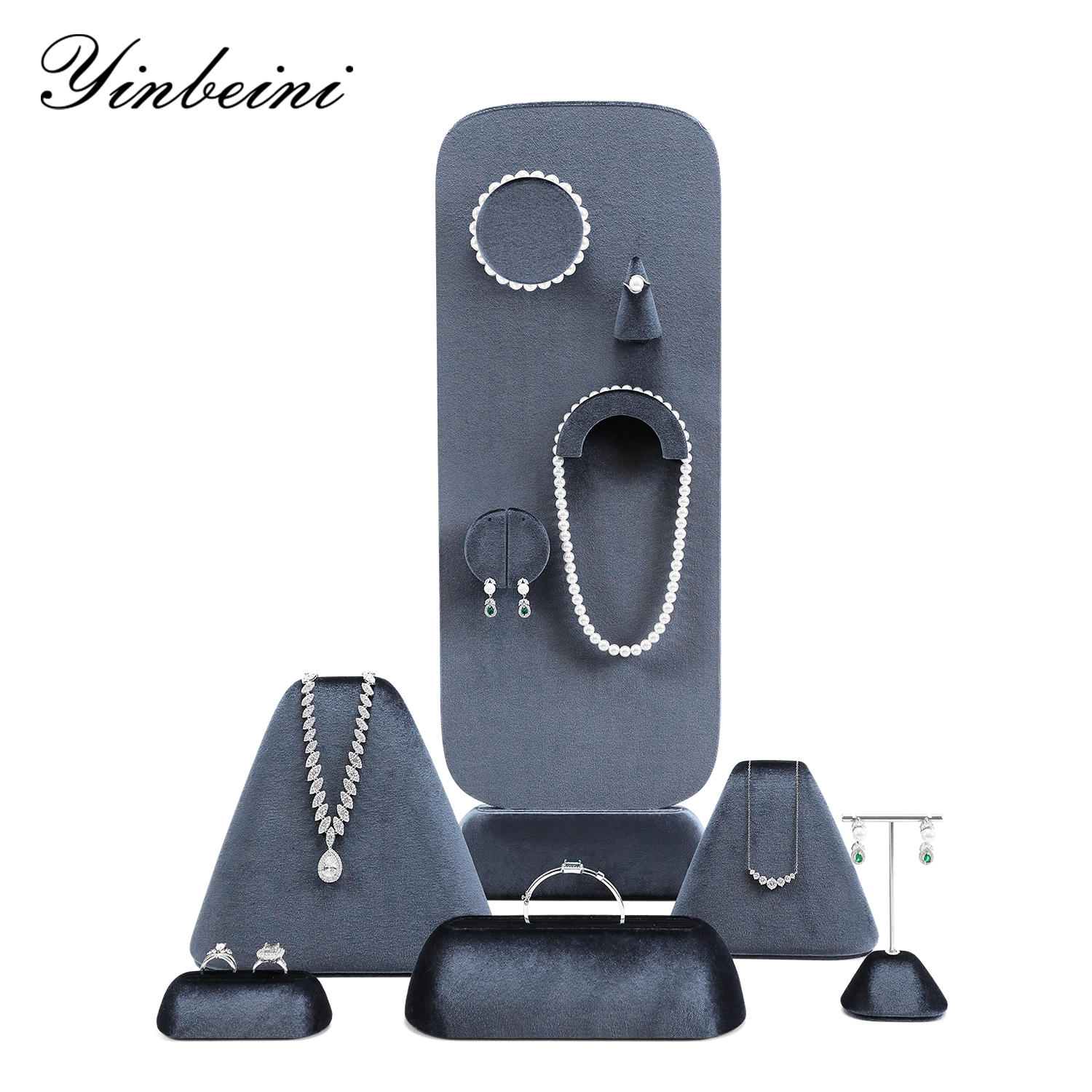 Yinbeini Soft Touch Velvet Jewelry Display Set for Small Business Sellers Great for Craft Fairs Pop Up Shops and Online Product Photography TB061