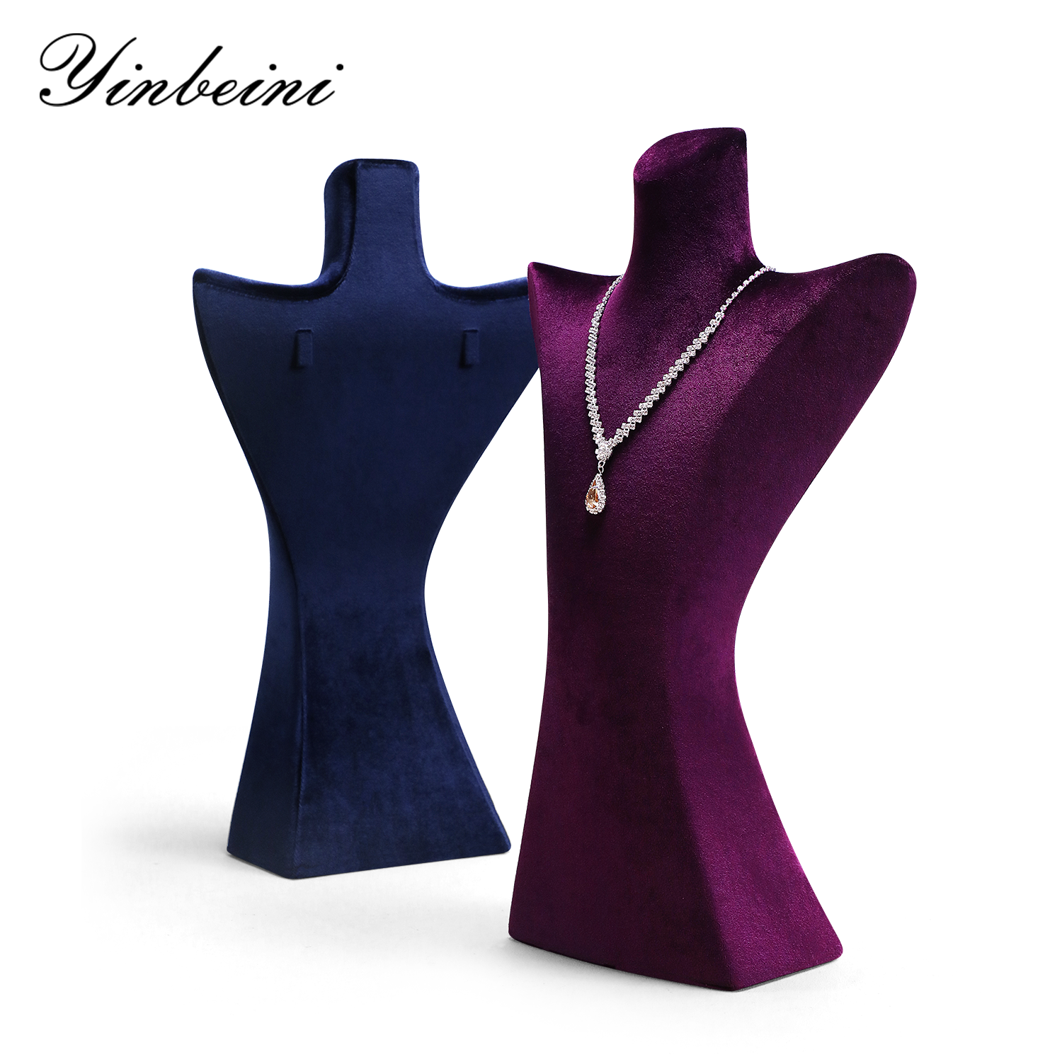 Yinbeini Deep Blue Velvet Necklace Display Bust Elegant Fabric for Fine Jewelry Perfect for Bridal Jewelry and High Value Necklaces RB029