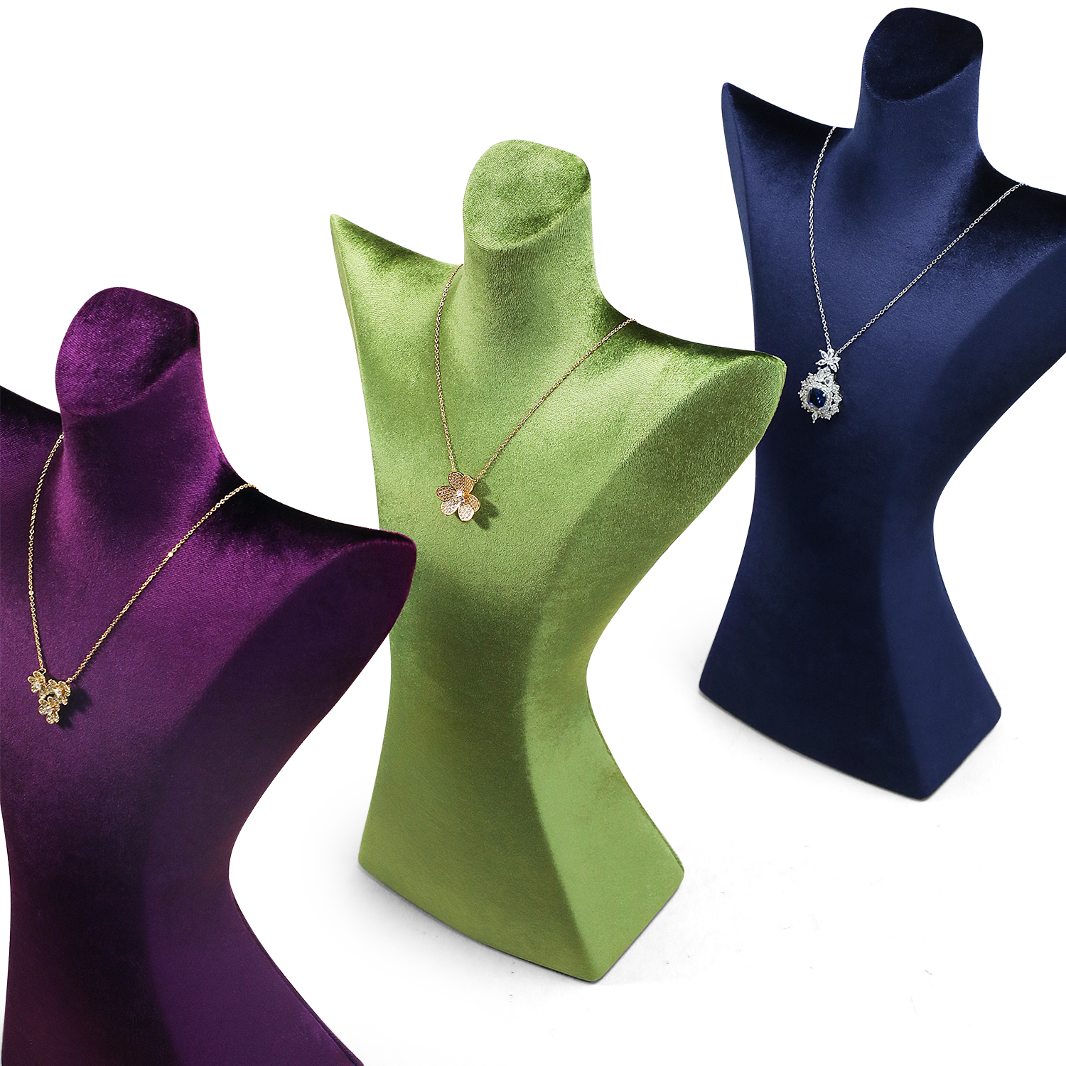 Yinbeini Deep Blue Velvet Necklace Display Bust Elegant Fabric for Fine Jewelry Perfect for Bridal Jewelry and High Value Necklaces RB029