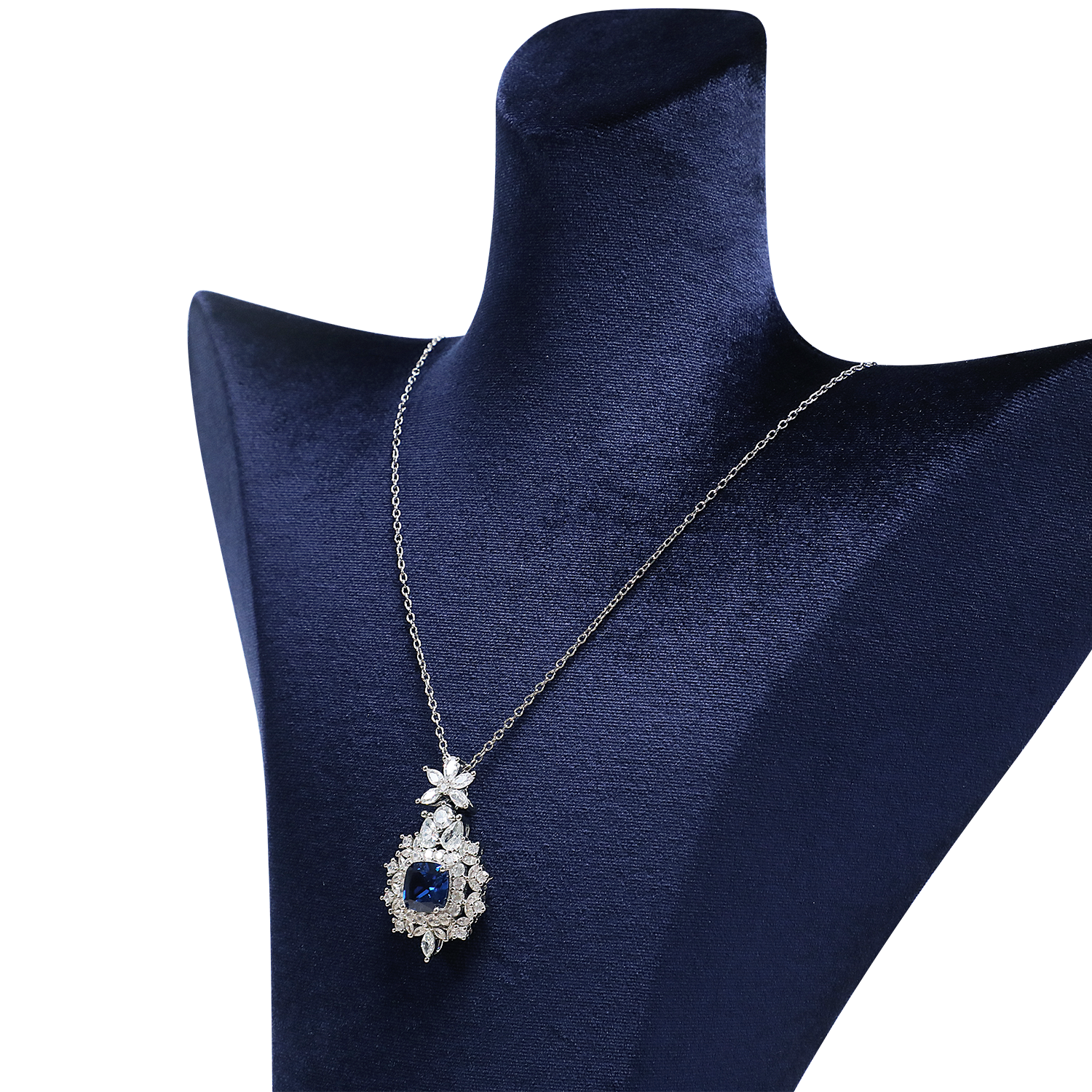 Yinbeini Deep Blue Velvet Necklace Display Bust Elegant Fabric for Fine Jewelry Perfect for Bridal Jewelry and High Value Necklaces RB029