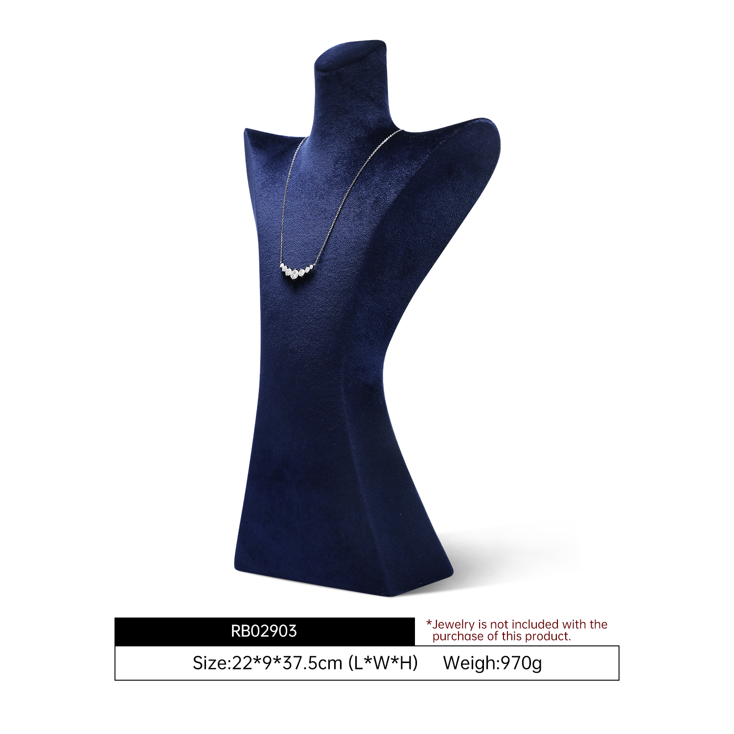 Yinbeini Deep Blue Velvet Necklace Display Bust Elegant Fabric for Fine Jewelry Perfect for Bridal Jewelry and High Value Necklaces RB029