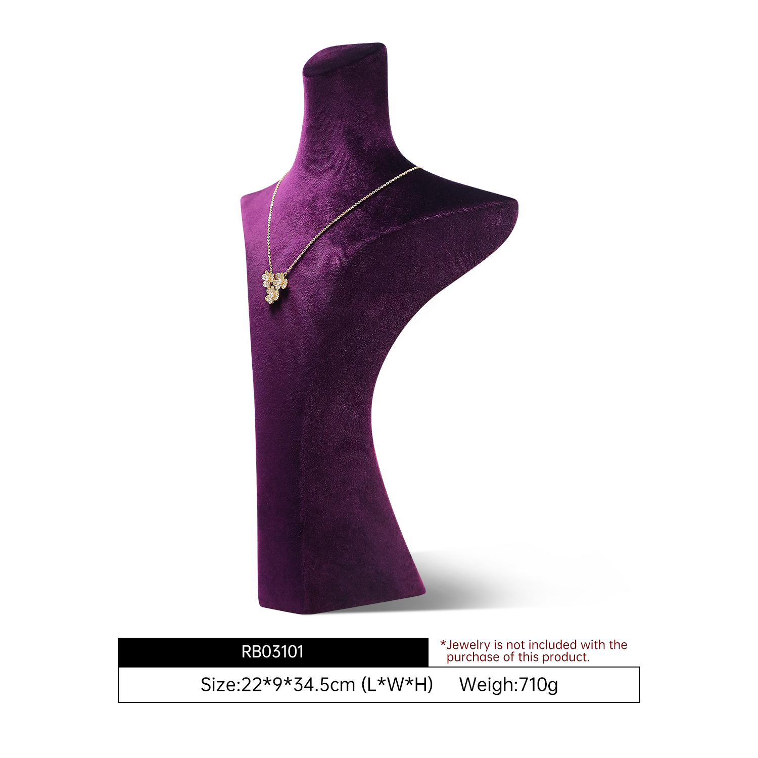 Yinbeini Black Velvet Necklace Bust Display Stand Sleek Elegant Torso for Silver and Gold Jewelry Ideal for Luxury Boutiques and Retail Stores RB031
