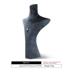 Yinbeini Black Velvet Necklace Bust Display Stand Sleek Elegant Torso for Silver and Gold Jewelry Ideal for Luxury Boutiques and Retail Stores RB031