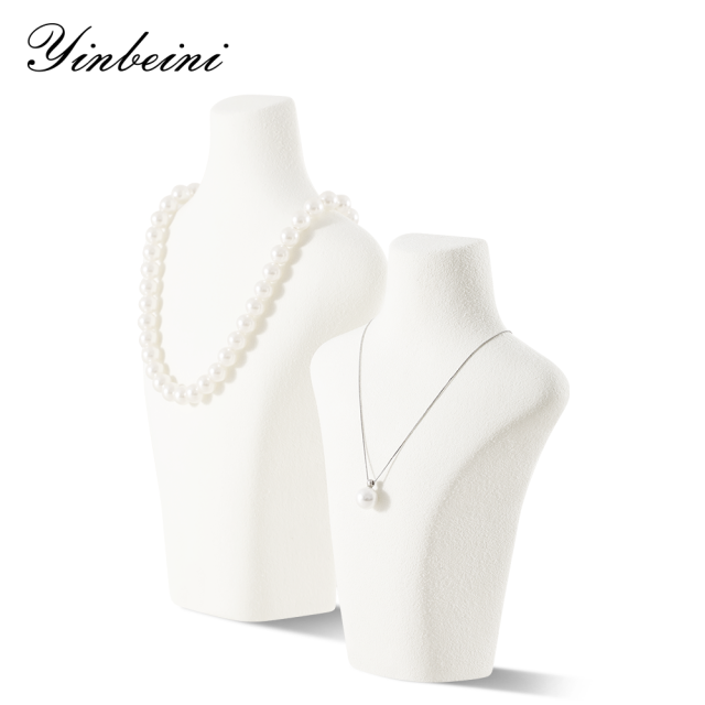 Yinbeini Microfiber Portrait display stand Necklace Display Stand Vertical Mannequin Stand Jewelry Display Props Jeweler's jewelry counter Light Beige RX001