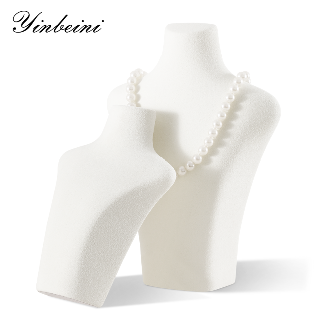 Yinbeini Microfiber Portrait display stand Necklace Display Stand Vertical Mannequin Stand Jewelry Display Props Jeweler's jewelry counter Light Beige RX001