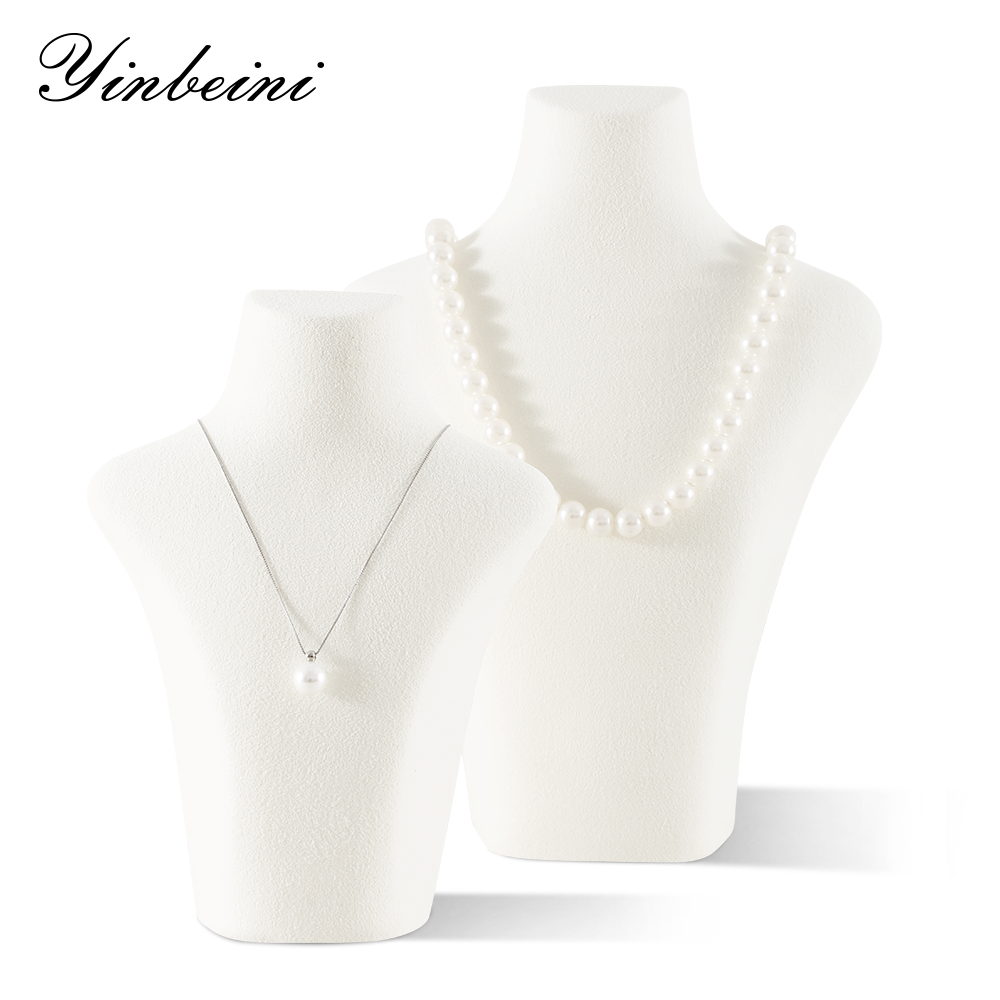 Yinbeini Microfiber Portrait display stand Necklace Display Stand Vertical Mannequin Stand Jewelry Display Props Jeweler's jewelry counter Light Beige RX001