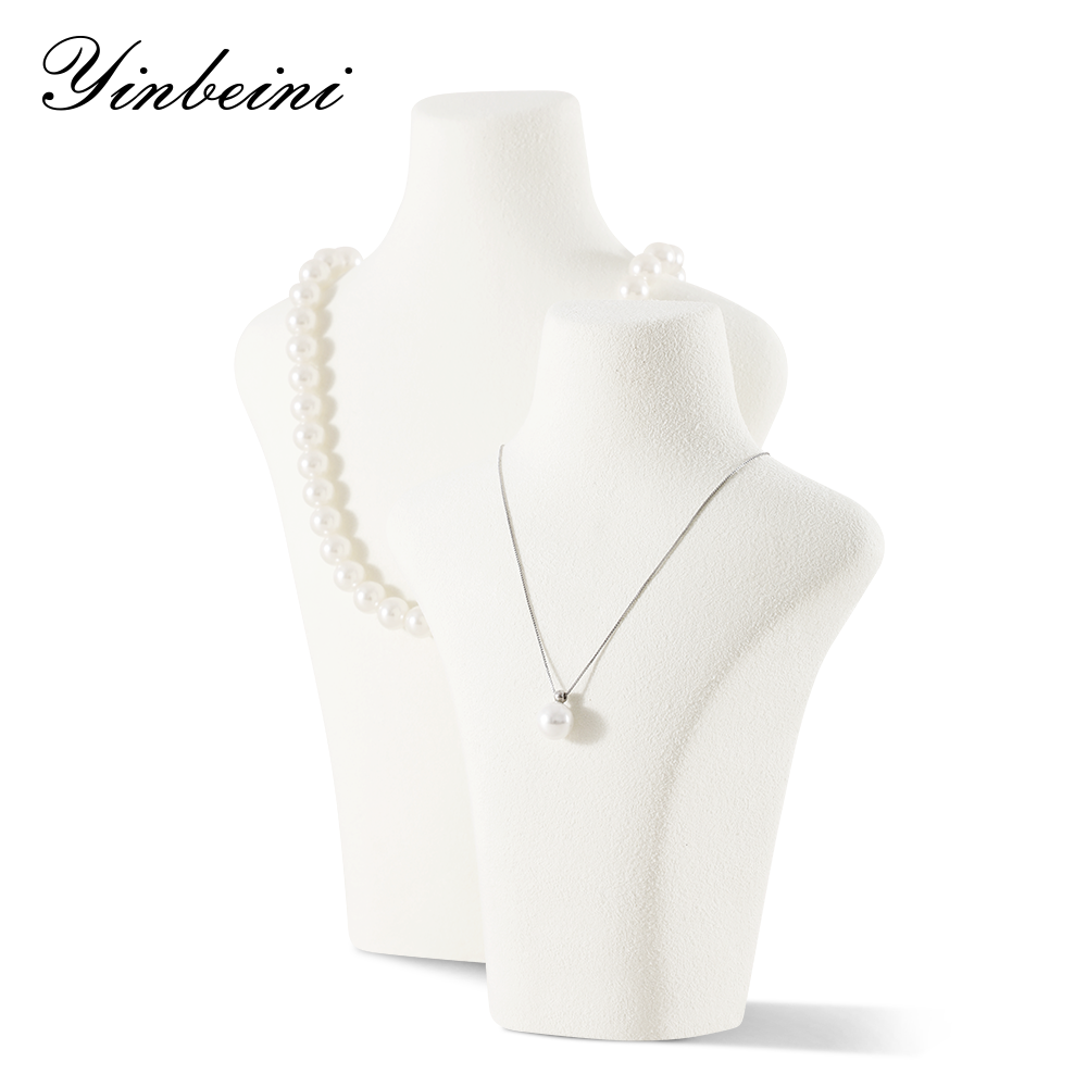 Yinbeini Microfiber Portrait display stand Necklace Display Stand Vertical Mannequin Stand Jewelry Display Props Jeweler's jewelry counter Light Beige RX001