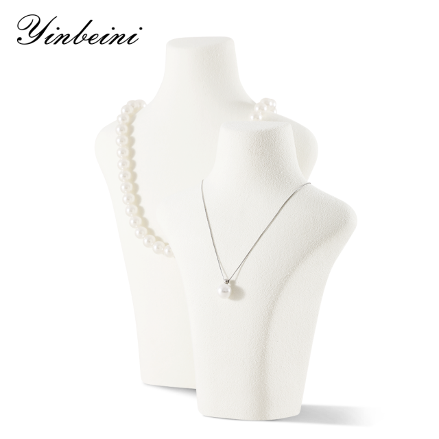 Yinbeini Microfiber Portrait display stand Necklace Display Stand Vertical Mannequin Stand Jewelry Display Props Jeweler's jewelry counter Light Beige RX001