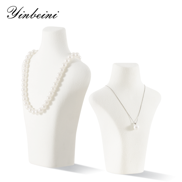 Yinbeini Microfiber Portrait display stand Necklace Display Stand Vertical Mannequin Stand Jewelry Display Props Jeweler's jewelry counter Light Beige RX001