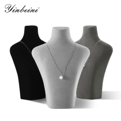 Yinbeini Necklace Display Stand Vertical Mannequin Stand Microfiber Portrait display stand Jewelry Display Props Jeweler's jewelry counter Beige RX002