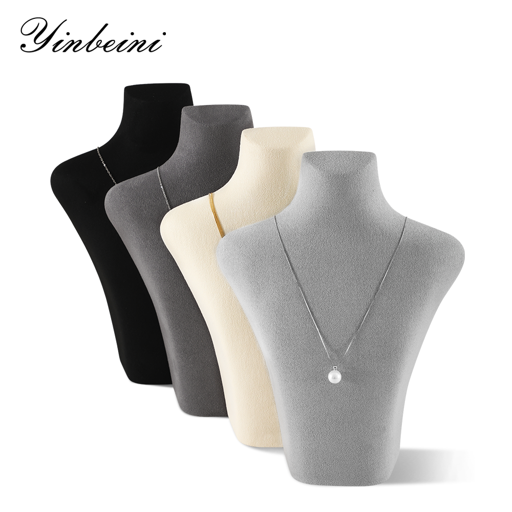Yinbeini Microfiber Jewelry Display Props Portrait display stand Necklace Display Stand Vertical Mannequin Stand Jeweler's jewelry counter Light Gray RX003
