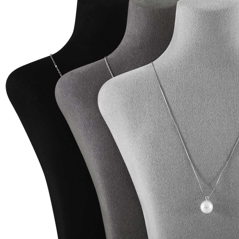 Yinbeini Necklace Display Stand Vertical Mannequin Stand Microfiber Portrait display stand Jewelry Display Props Jeweler's jewelry counter Beige RX002