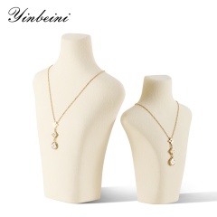 Yinbeini Necklace Display Stand Vertical Mannequin Stand Microfiber Portrait display stand Jewelry Display Props Jeweler's jewelry counter Beige RX002