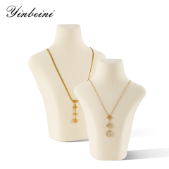 Yinbeini Necklace Display Stand Vertical Mannequin Stand Microfiber Portrait display stand Jewelry Display Props Jeweler's jewelry counter Beige RX002