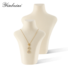 Yinbeini Necklace Display Stand Vertical Mannequin Stand Microfiber Portrait display stand Jewelry Display Props Jeweler's jewelry counter Beige RX002