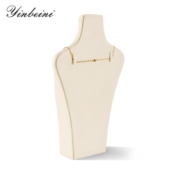 Yinbeini Necklace Display Stand Vertical Mannequin Stand Microfiber Portrait display stand Jewelry Display Props Jeweler's jewelry counter Beige RX002