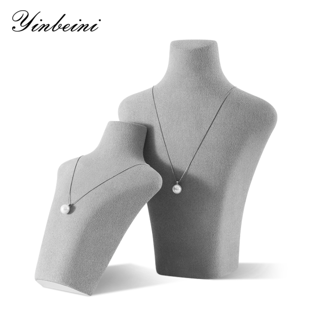 Yinbeini Microfiber Jewelry Display Props Portrait display stand Necklace Display Stand Vertical Mannequin Stand Jeweler's jewelry counter Light Gray RX003