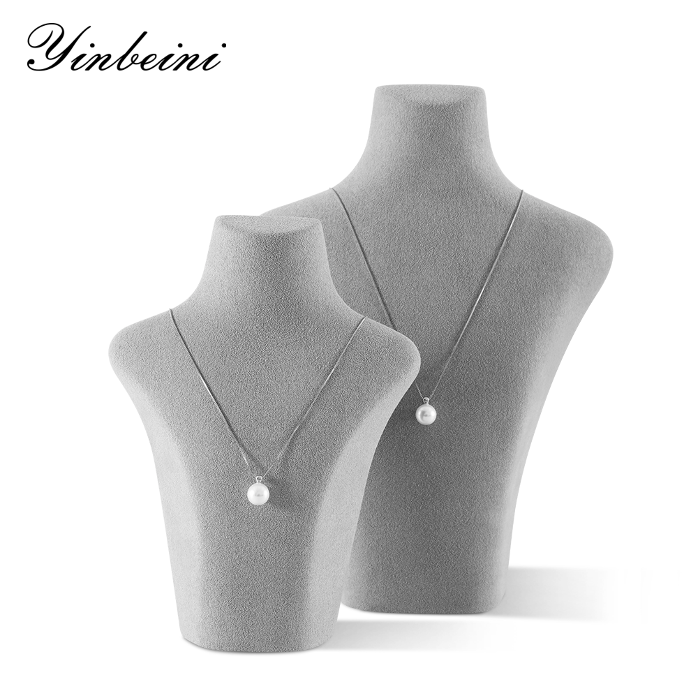 Yinbeini Microfiber Jewelry Display Props Portrait display stand Necklace Display Stand Vertical Mannequin Stand Jeweler's jewelry counter Light Gray RX003