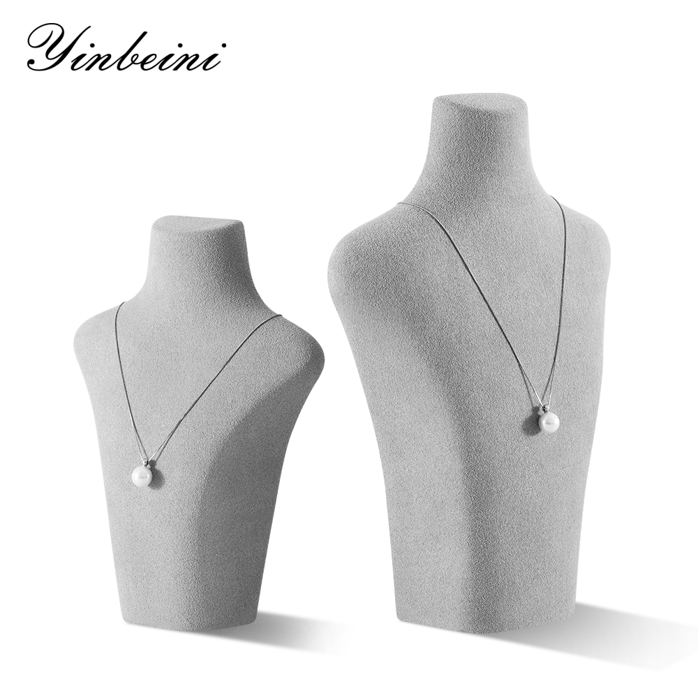 Yinbeini Microfiber Jewelry Display Props Portrait display stand Necklace Display Stand Vertical Mannequin Stand Jeweler's jewelry counter Light Gray RX003