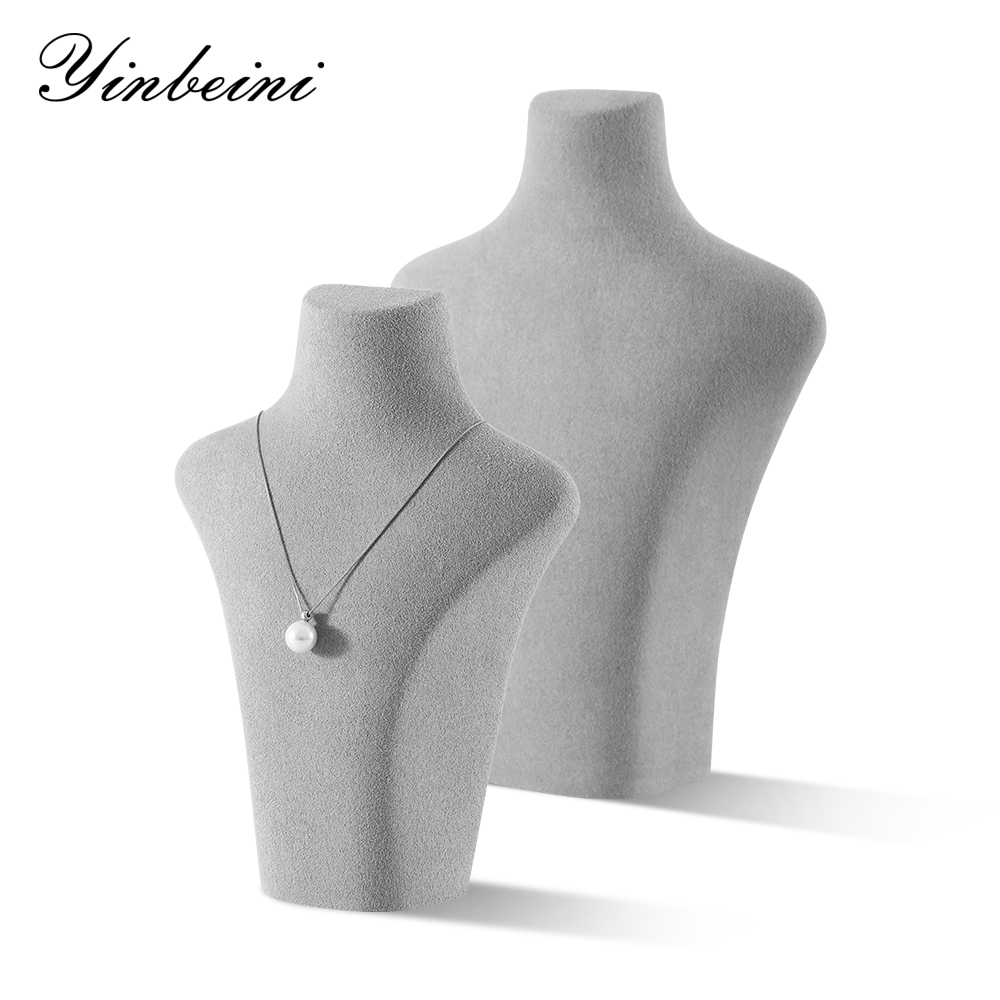 Yinbeini Microfiber Jewelry Display Props Portrait display stand Necklace Display Stand Vertical Mannequin Stand Jeweler's jewelry counter Light Gray RX003