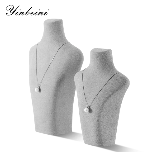 Yinbeini Microfiber Jewelry Display Props Portrait display stand Necklace Display Stand Vertical Mannequin Stand Jeweler's jewelry counter Light Gray RX003