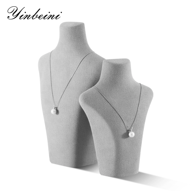 Yinbeini Microfiber Jewelry Display Props Portrait display stand Necklace Display Stand Vertical Mannequin Stand Jeweler's jewelry counter Light Gray RX003