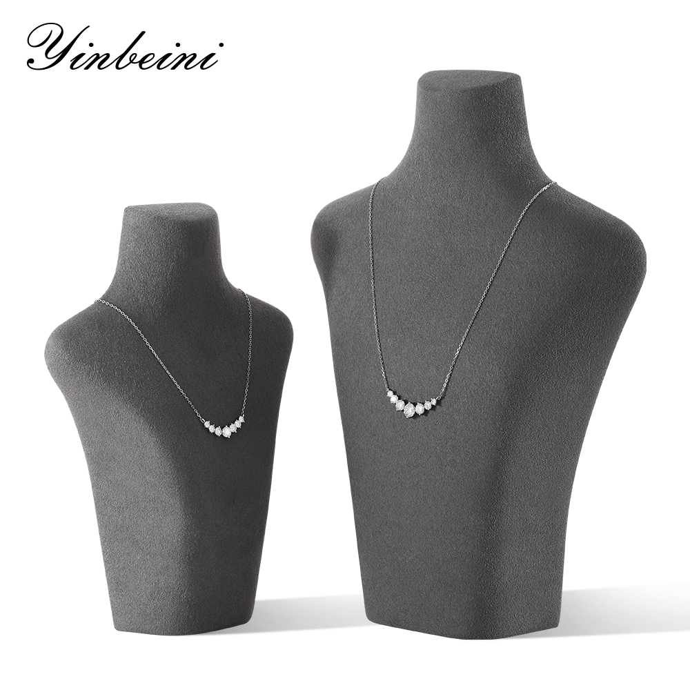 Yinbeini Necklace Display Stand Vertical Mannequin Stand  Portrait display stand Microfiber Jewelry Display Props Jeweler's jewelry counter Gray RX004