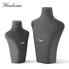 Yinbeini Necklace Display Stand Vertical Mannequin Stand  Portrait display stand Microfiber Jewelry Display Props Jeweler's jewelry counter Gray RX004