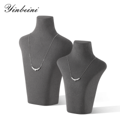 Yinbeini Necklace Display Stand Vertical Mannequin Stand  Portrait display stand Microfiber Jewelry Display Props Jeweler's jewelry counter Gray RX004