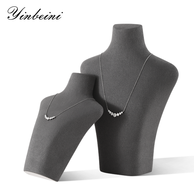 Yinbeini Necklace Display Stand Vertical Mannequin Stand  Portrait display stand Microfiber Jewelry Display Props Jeweler's jewelry counter Gray RX004