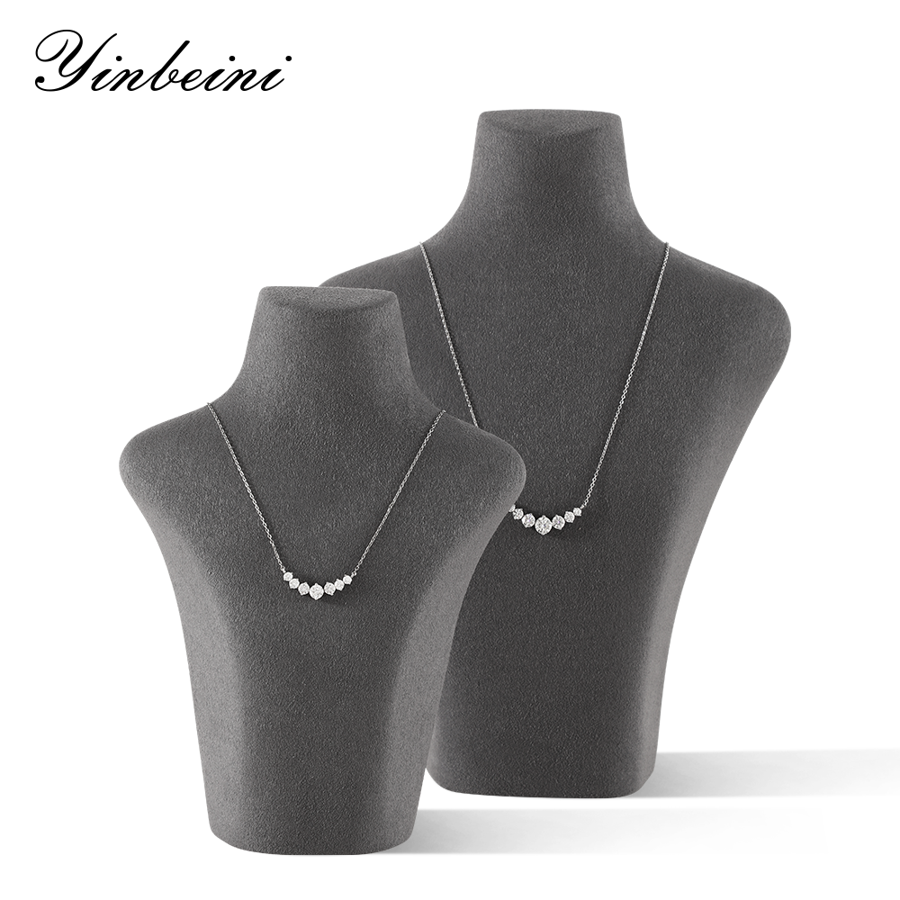 Yinbeini Necklace Display Stand Vertical Mannequin Stand  Portrait display stand Microfiber Jewelry Display Props Jeweler's jewelry counter Gray RX004