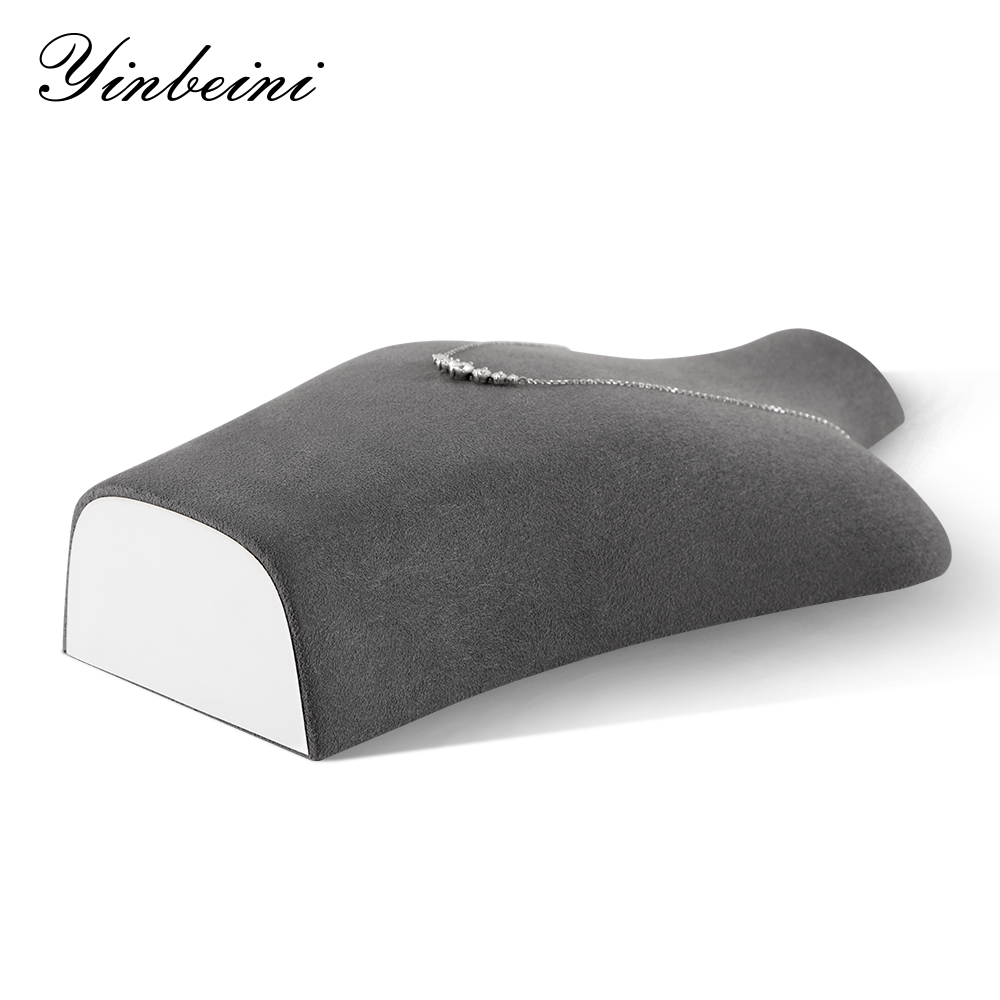 Yinbeini Necklace Display Stand Vertical Mannequin Stand  Portrait display stand Microfiber Jewelry Display Props Jeweler's jewelry counter Gray RX004