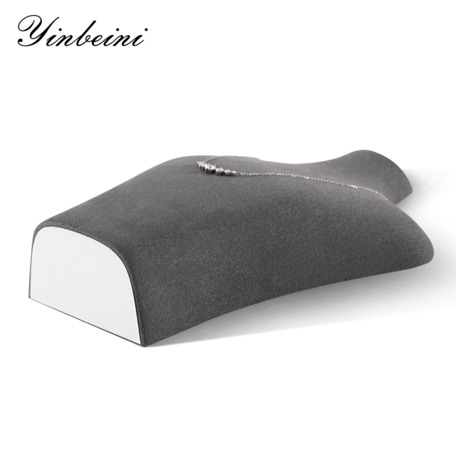 Yinbeini Necklace Display Stand Vertical Mannequin Stand  Portrait display stand Microfiber Jewelry Display Props Jeweler's jewelry counter Gray RX004