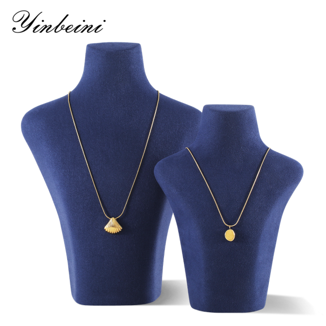Yinbeini Microfiber  Necklace Display Stand Vertical Mannequin Stand Jewelry Display Props Portrait display stand Jeweler's jewelry counter Blue RX005