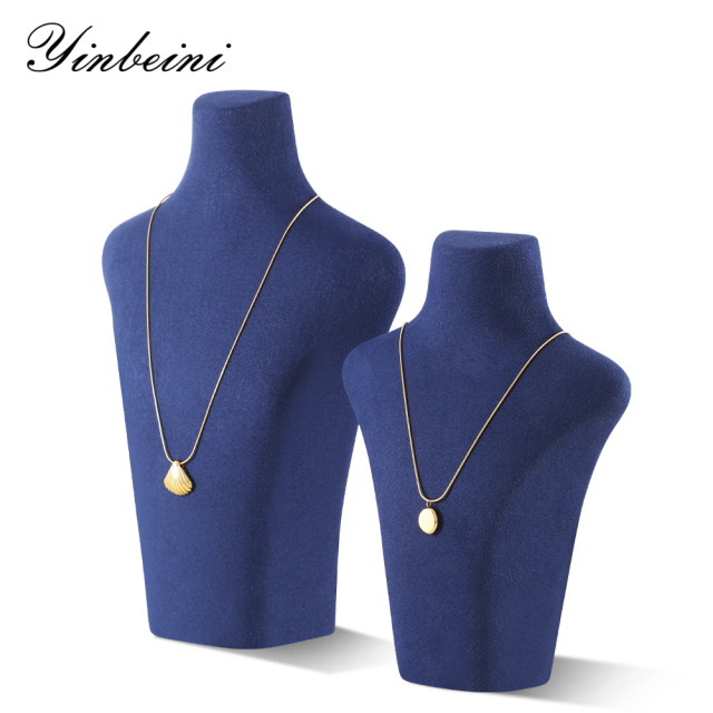 Yinbeini Microfiber  Necklace Display Stand Vertical Mannequin Stand Jewelry Display Props Portrait display stand Jeweler's jewelry counter Blue RX005
