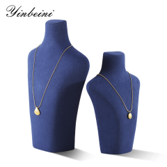 Yinbeini Microfiber  Necklace Display Stand Vertical Mannequin Stand Jewelry Display Props Portrait display stand Jeweler's jewelry counter Blue RX005
