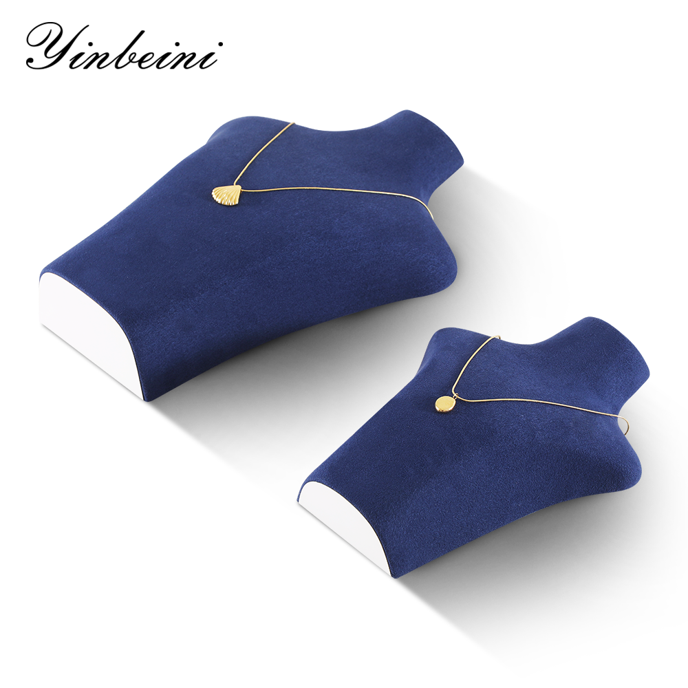 Yinbeini Microfiber  Necklace Display Stand Vertical Mannequin Stand Jewelry Display Props Portrait display stand Jeweler's jewelry counter Blue RX005