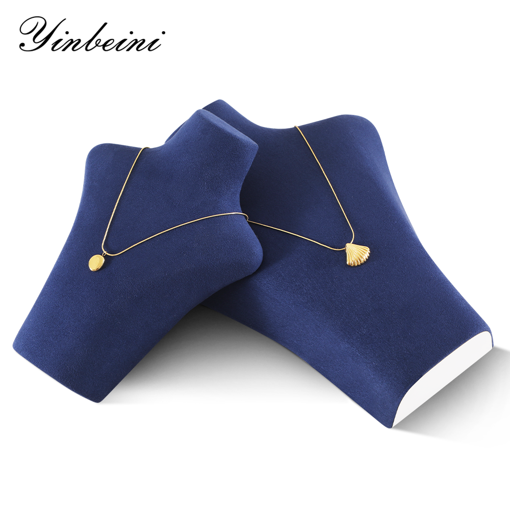 Yinbeini Microfiber  Necklace Display Stand Vertical Mannequin Stand Jewelry Display Props Portrait display stand Jeweler's jewelry counter Blue RX005