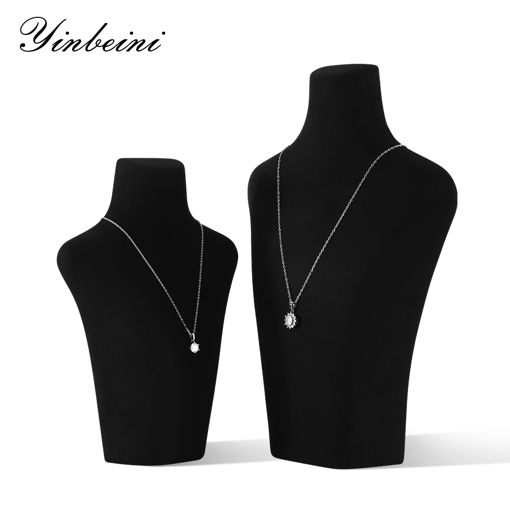Yinbeini Jewelry Display Props Necklace Display Stand Vertical Mannequin Stand  Microfiber Portrait display stand Jeweler's jewelry counter Black RX006