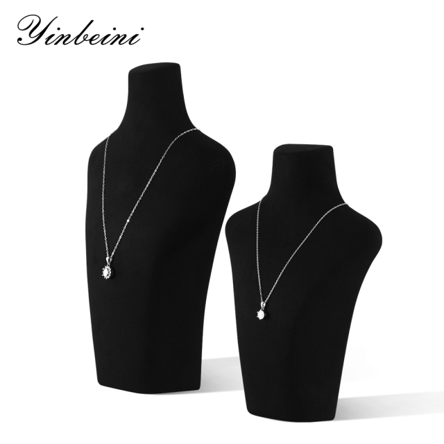 Yinbeini Jewelry Display Props Necklace Display Stand Vertical Mannequin Stand  Microfiber Portrait display stand Jeweler's jewelry counter Black RX006