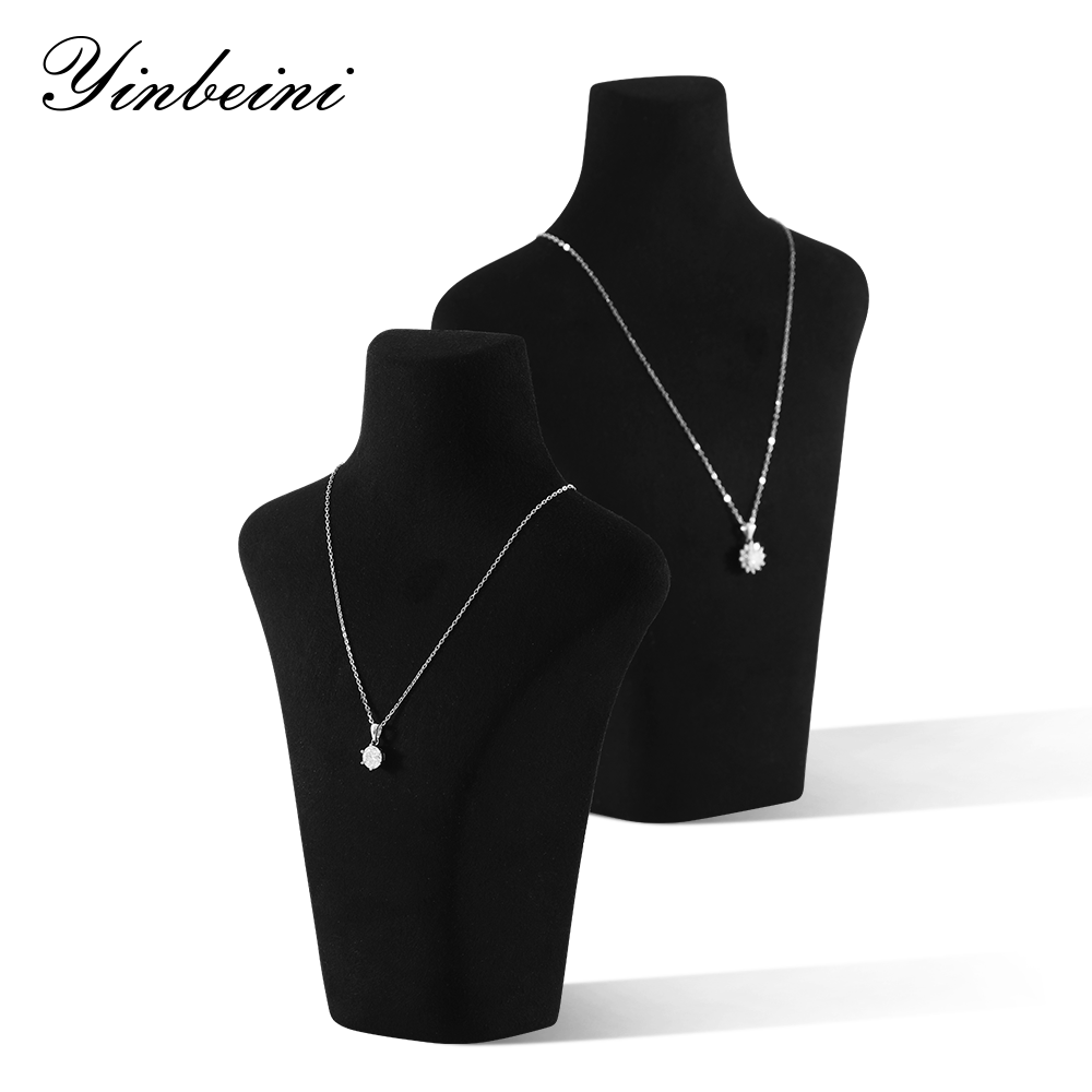Yinbeini Jewelry Display Props Necklace Display Stand Vertical Mannequin Stand  Microfiber Portrait display stand Jeweler's jewelry counter Black RX006