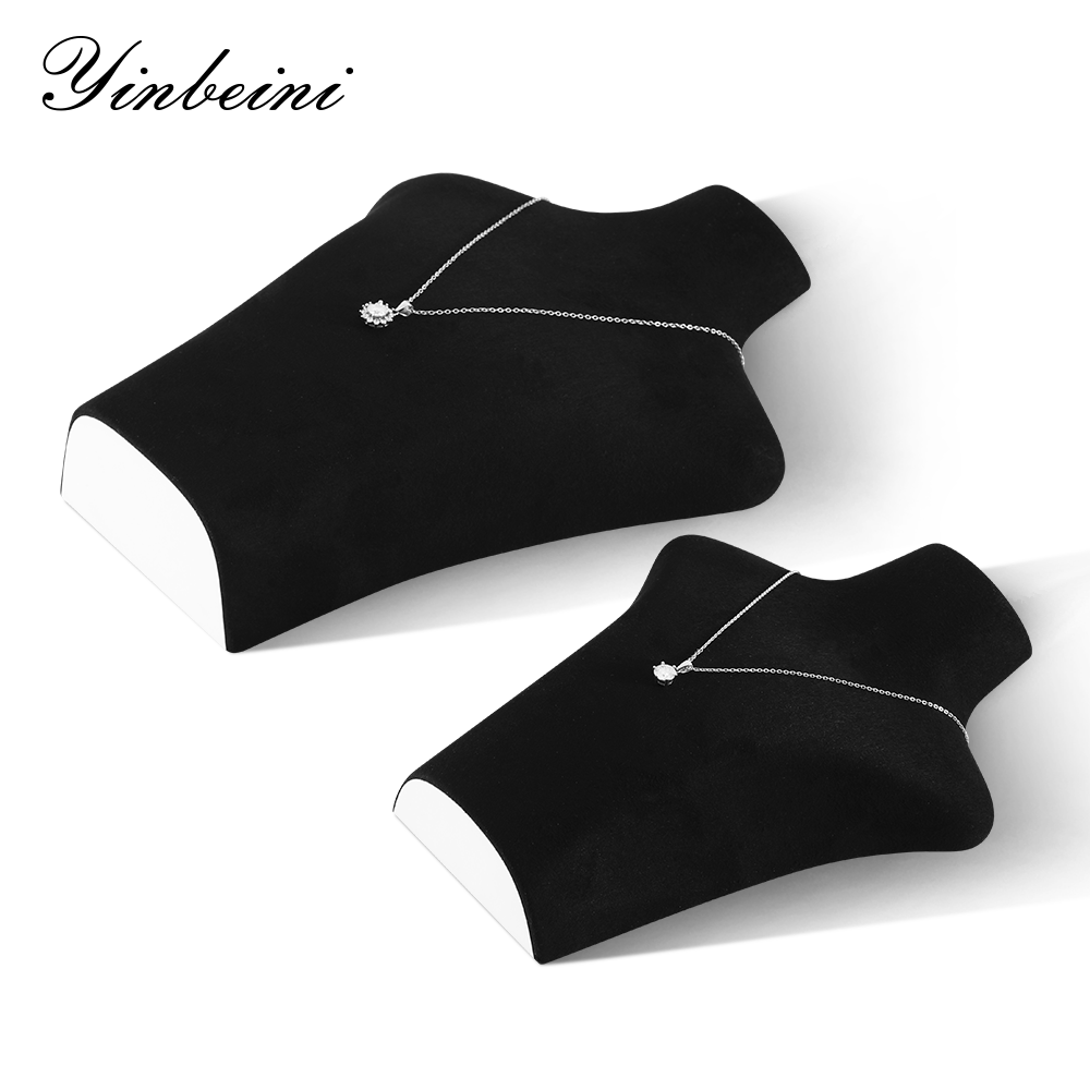 Yinbeini Jewelry Display Props Necklace Display Stand Vertical Mannequin Stand  Microfiber Portrait display stand Jeweler's jewelry counter Black RX006