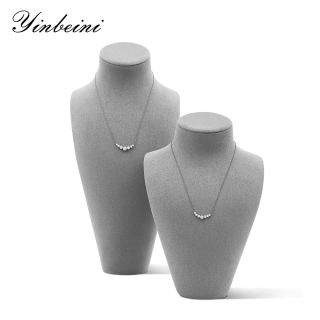 Yinbeini Microfiber display stand Vertical Mannequin Stand Necklace Display Stand Portrait Jewelry Display Props jewelry counter Jeweler Gray RX008
