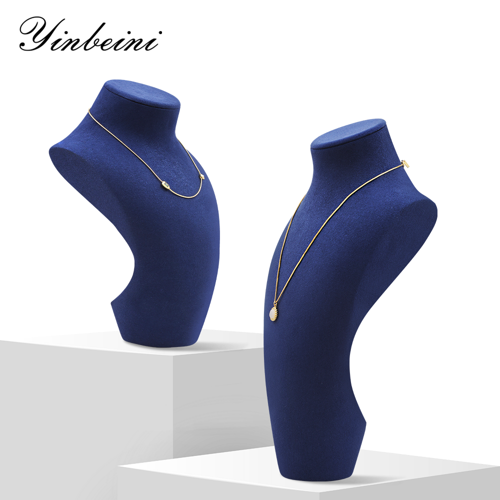 Yinbeini Jewelry Display Props Necklace Display Stand Microfiber Portrait display stand Vertical Mannequin Stand  jewelry counter Jeweler Blue RX009