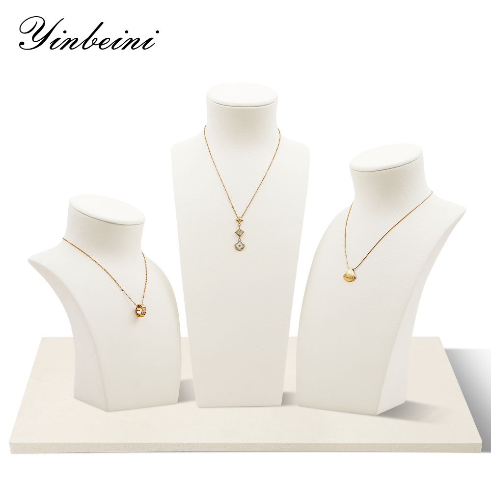 Yinbeini Portrait display stand Microfiber Necklace Display Stand Jewelry Display Props Vertical Mannequin Stand jewelry counter Gray RX012